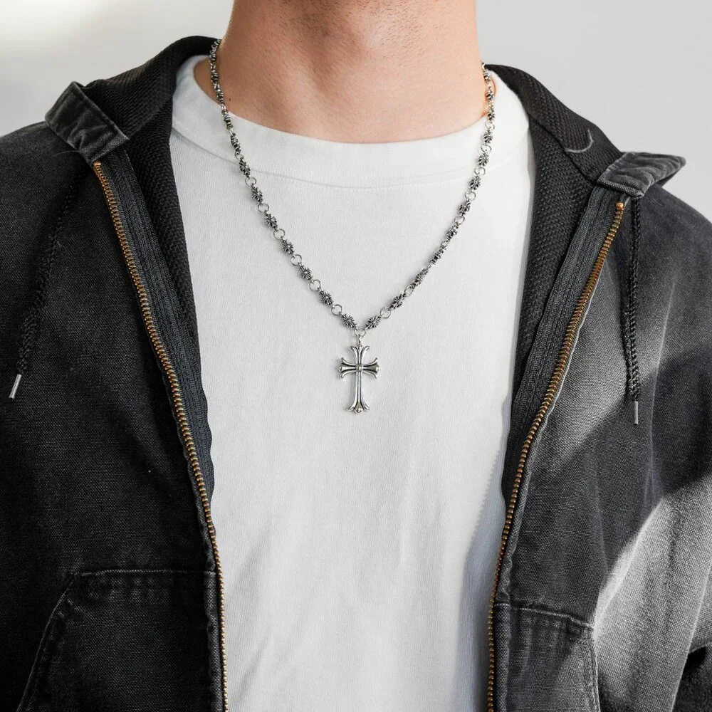 Silver Gothic Cross Chain Necklace
